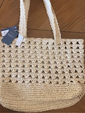 Straw Scallop Woven Tote Handbag - Universal Thread Natural